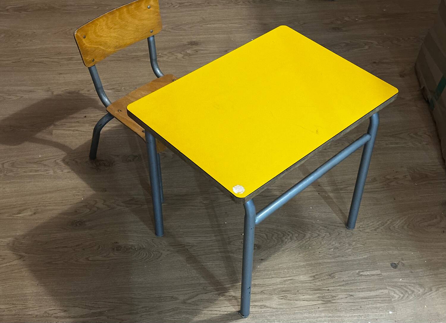 Vintage early childhood school table and chair.