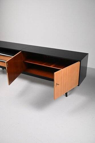 Buffet noir et marron des années 1950, style mid-century