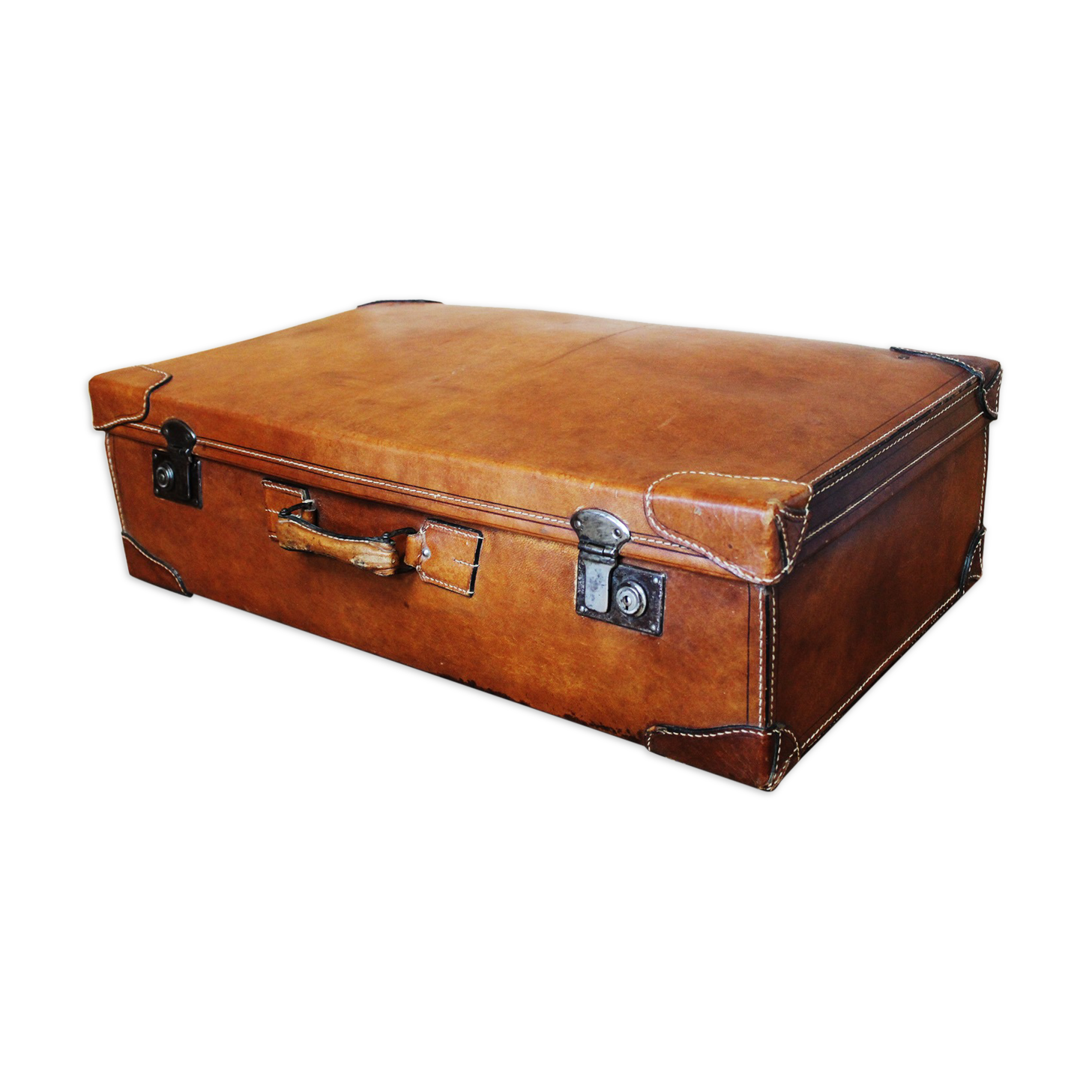 Antique XXL leather suitcase