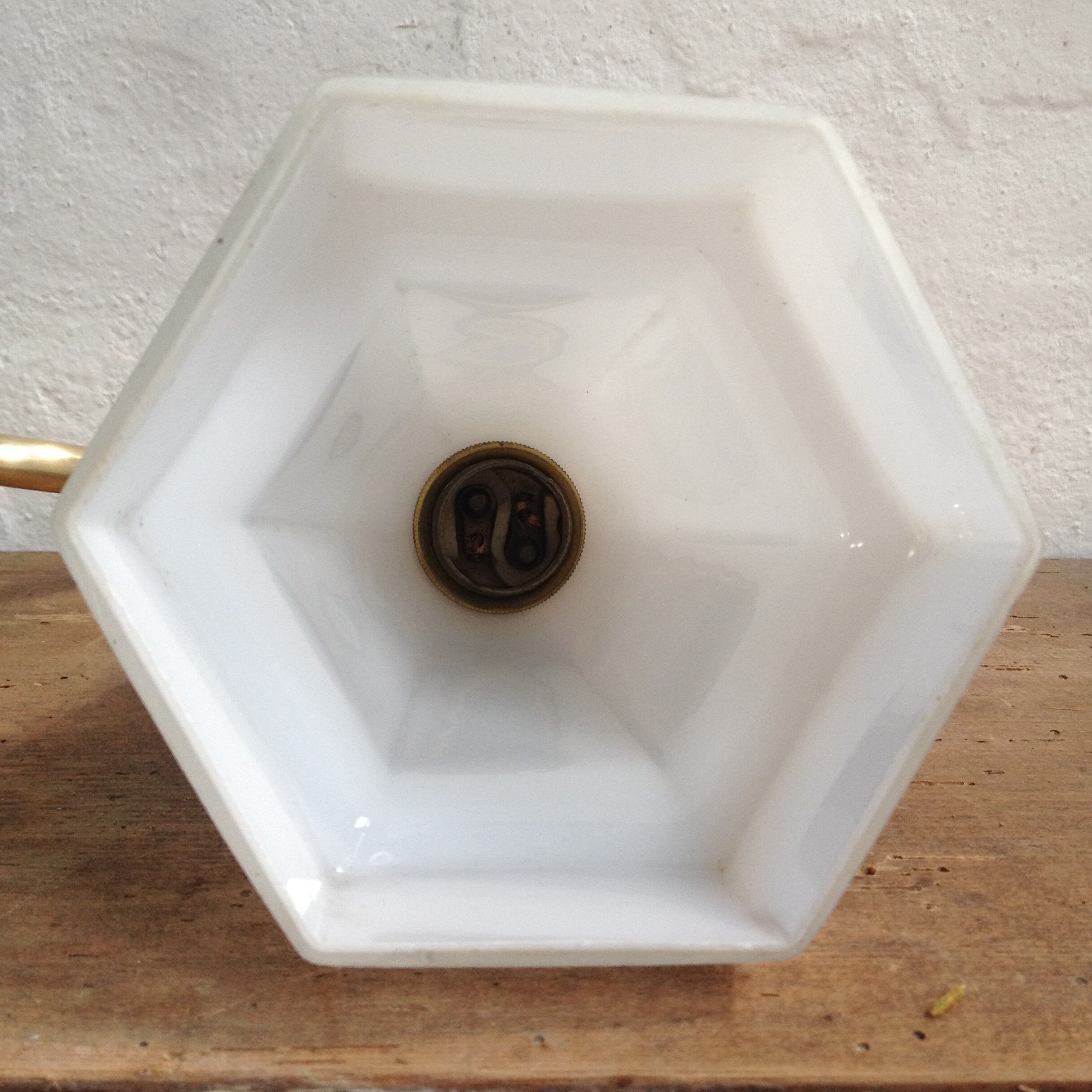Art deco opaline and brass wall light