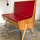 Bench bench-chest vintage 1960-1980's in blond beech and red skaï