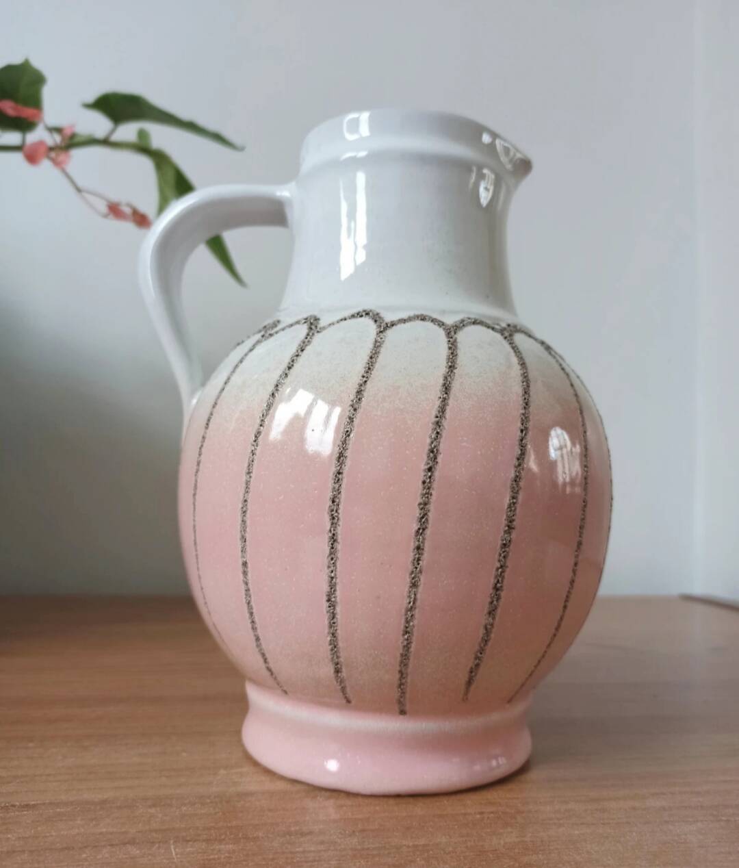 Vintage enamelled ceramic jug - Strelha GDR