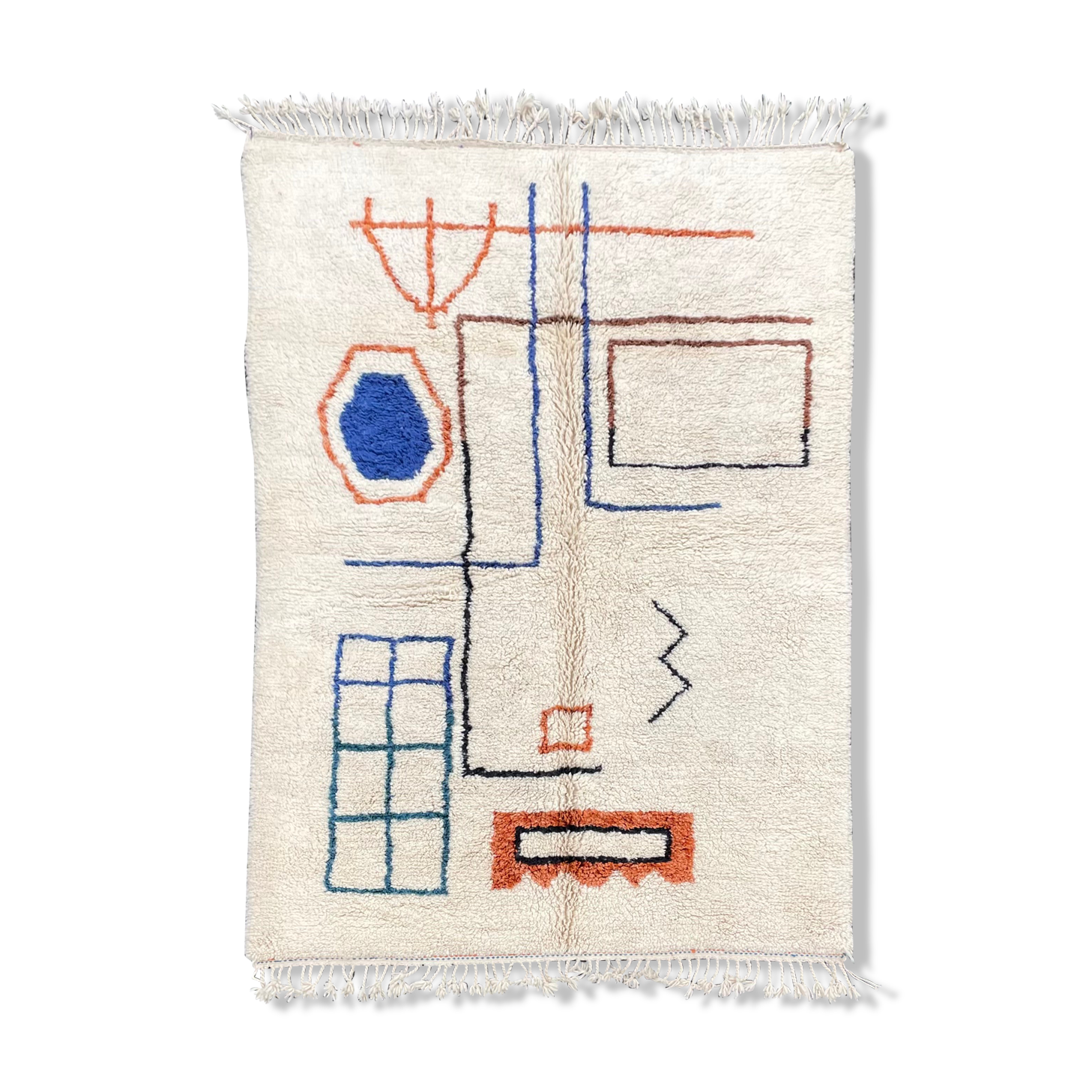 large Berber carpet Beni Ouarain new modern 195x300 cm