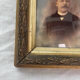 Portrait, photographie, ambrotype, peint à la main, XIXème, signé EV, daté 1881, verre bombé