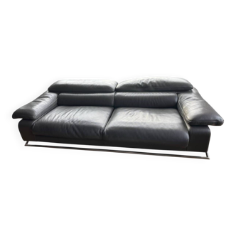 3-seater sofa TARMAC – Roche Bobois Grey leather Alpilles – Design