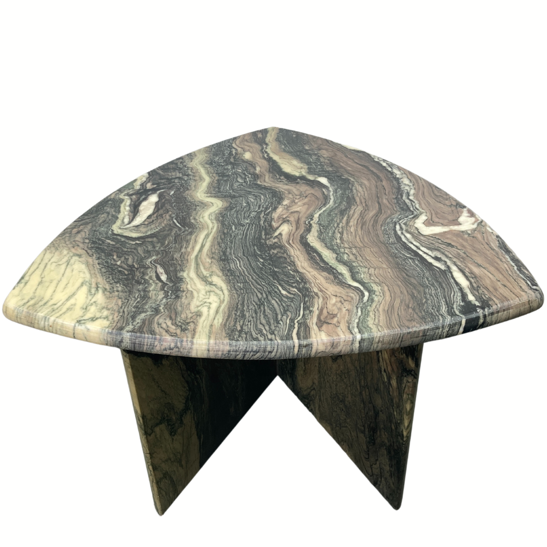 Cipollino marble kidney oval side table, Italy