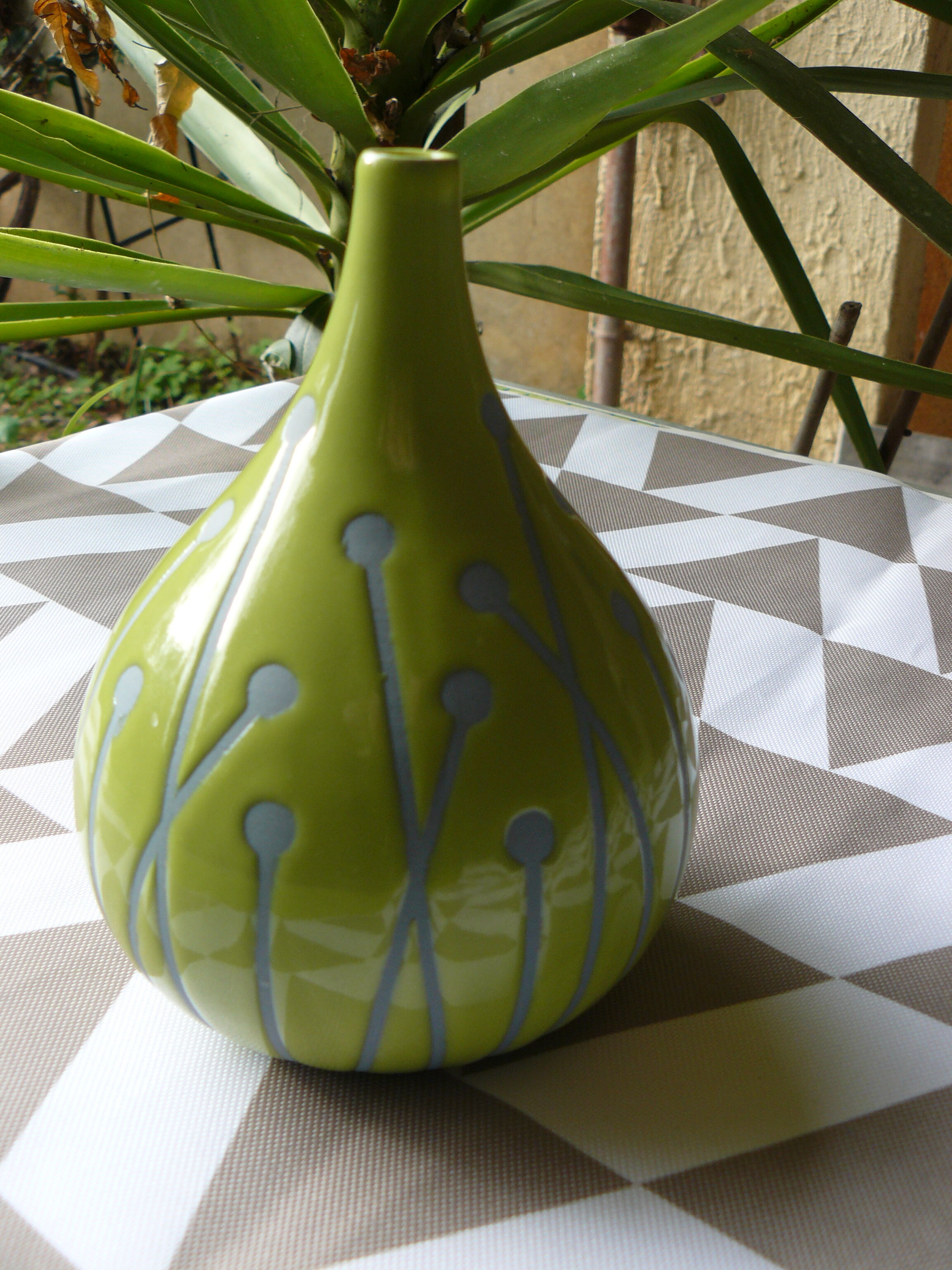 Green ceramic vase