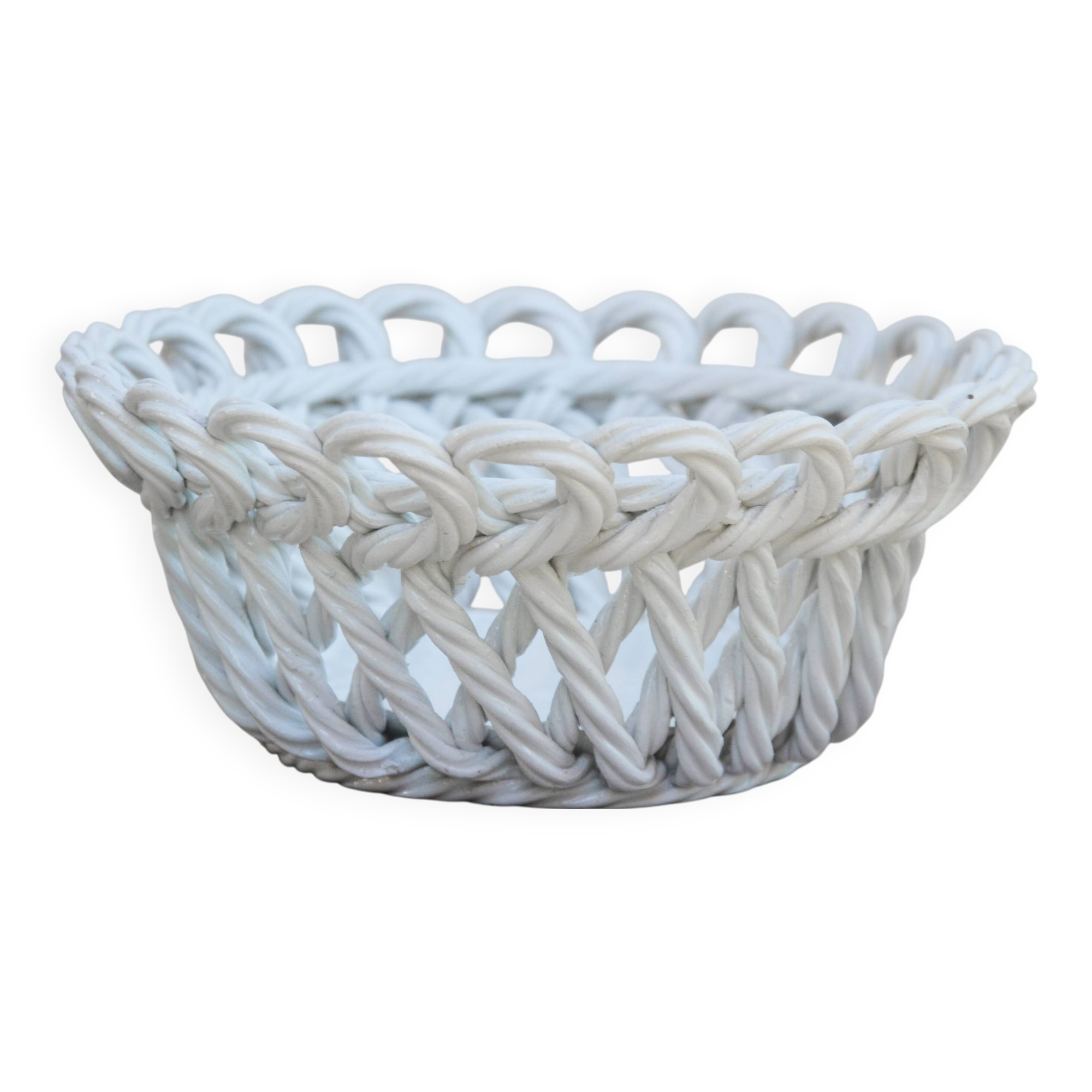 Woven ceramic basket