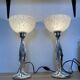 Pair of silver lamps by Marcello Gorgio with Murano lampshades.