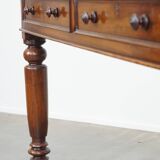 Bureau anglais ancien du XIXe siècle avec plateau en cuir noir