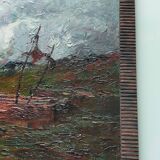 Eugène Brouillard (1870-1950) Oil on canvas Barque sur un canal