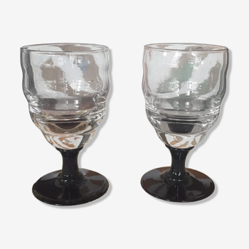 Pair of mouth-blown Murano glasses 1950