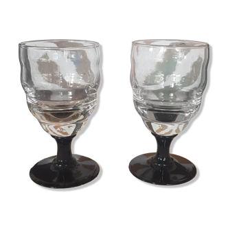 Pair of mouth-blown Murano glasses 1950