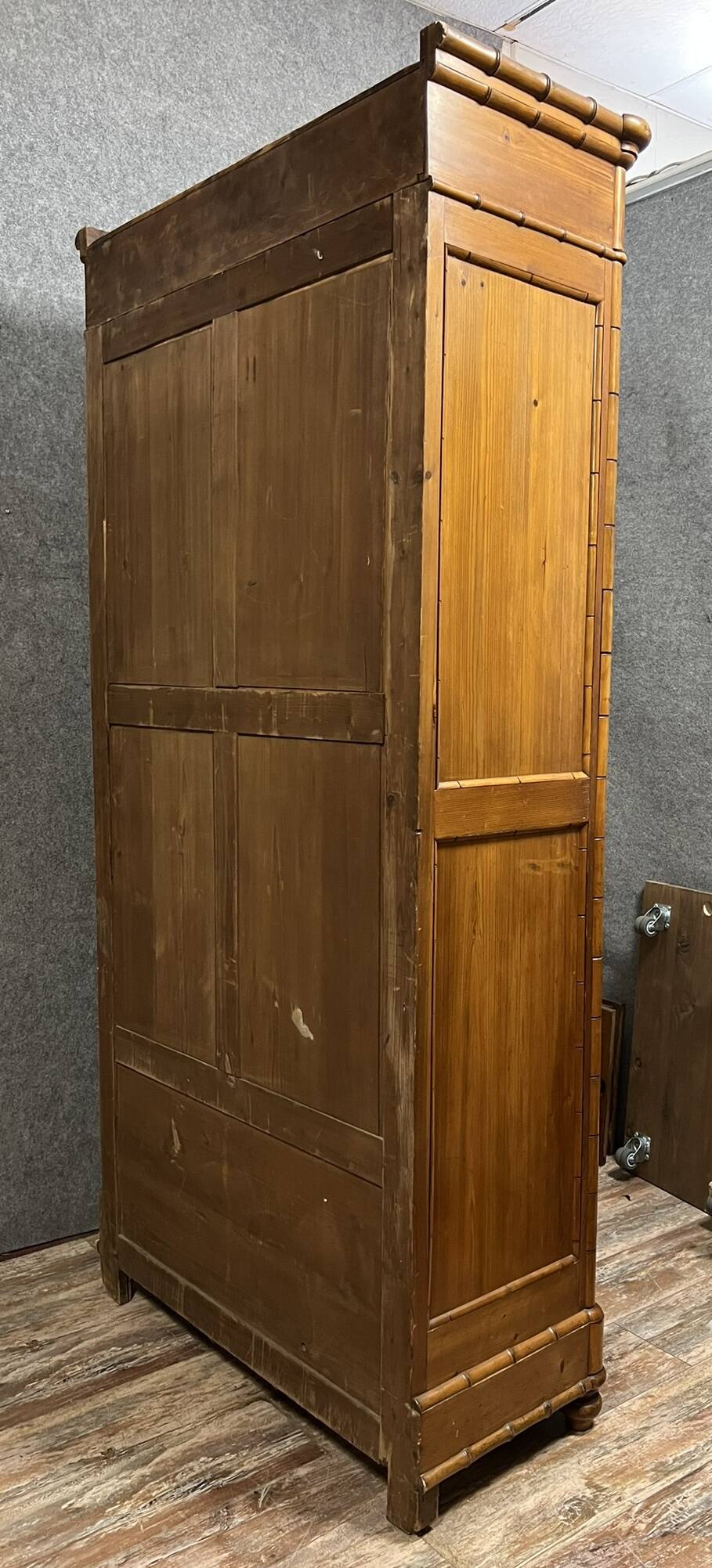 Napoleon III period wardrobe in bamboo-style cherry wood