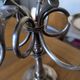 Ercuis pair of candlesticks model Cheverny in silver-plated metal with hunting horn decoration.