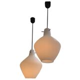 Pair of scandinavian opaline pendant lamps  1950