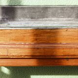 Table de métier, début 20ème, en bois et zinc riveté