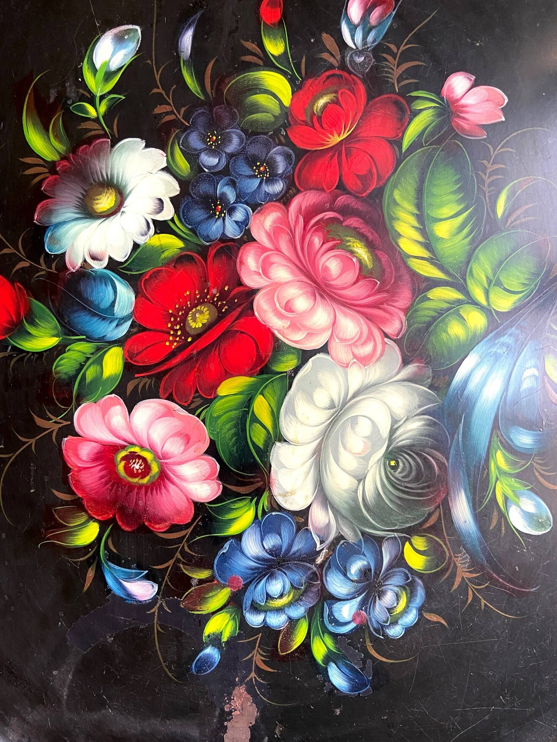 Jostovo hand-painted metal serving tray