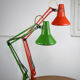 Adjustable achitect table lamps in orange and green by tep, 1970