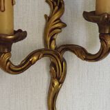 Vintage French Bronze Double Wall Sconces with Acanthus Leaf Detail 5706