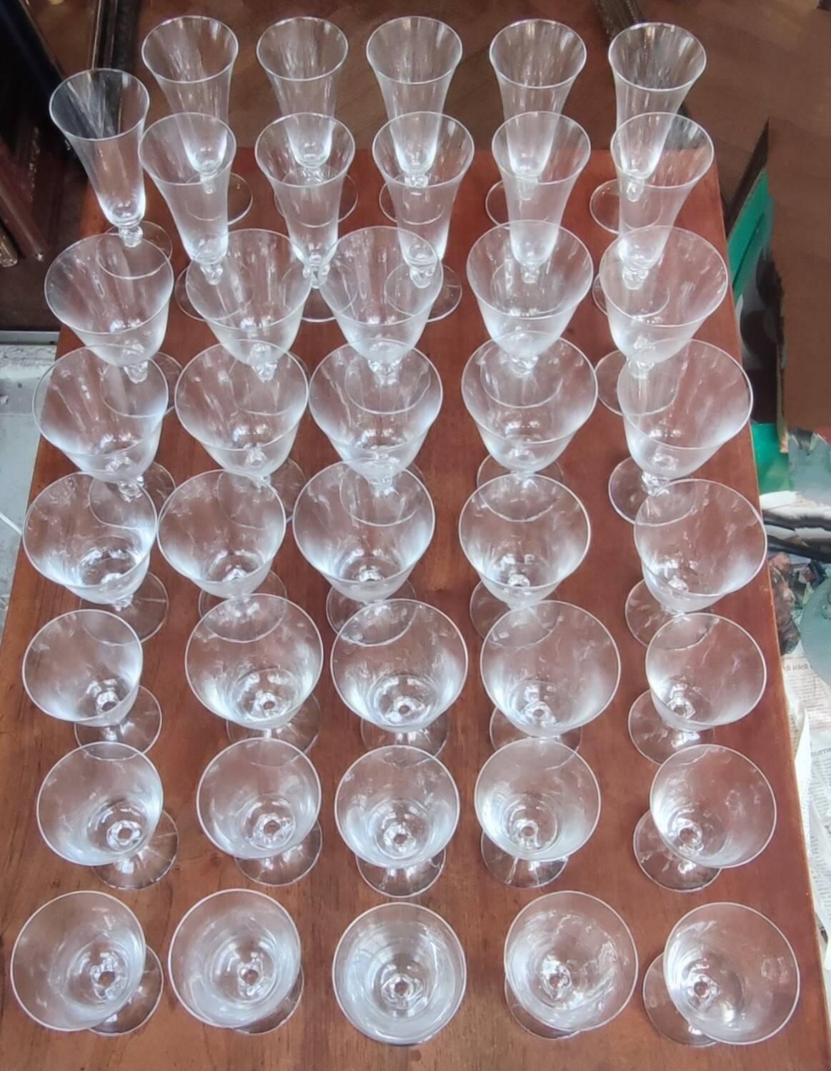 Set of 40 Daum France crystal glasses, Orval model