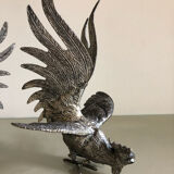 Vintage silver metal roosters