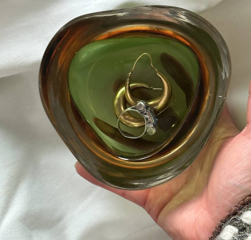 Murano Sommerso green & brown art glass