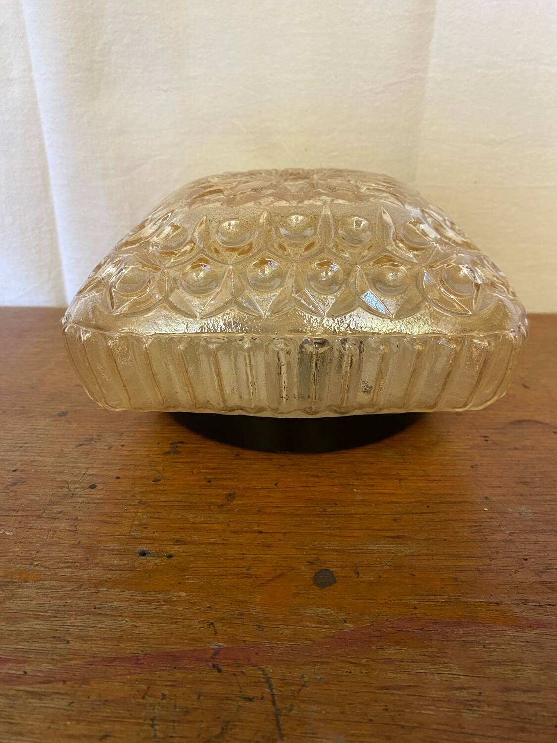 Antique Gold Molded Glass Wall Light Ceiling Lamp + Black Wine Metal Bracket