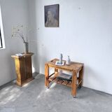 1980 pine wheeled console table