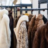 Wooden and brass coat rack, set of 4, 1970s