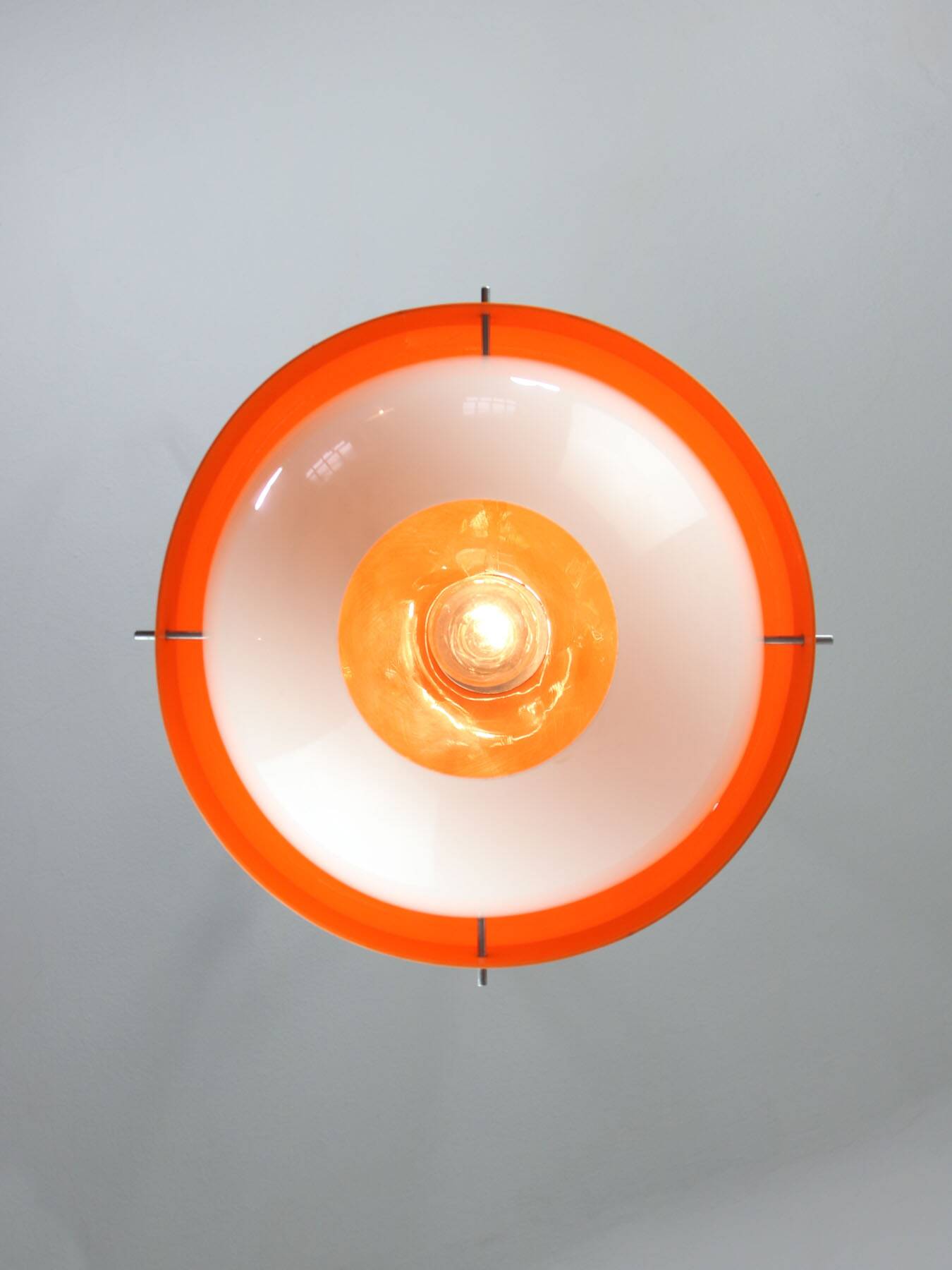 Space Age Italian Orange Plexiglass Pendant Lamp, 1970s