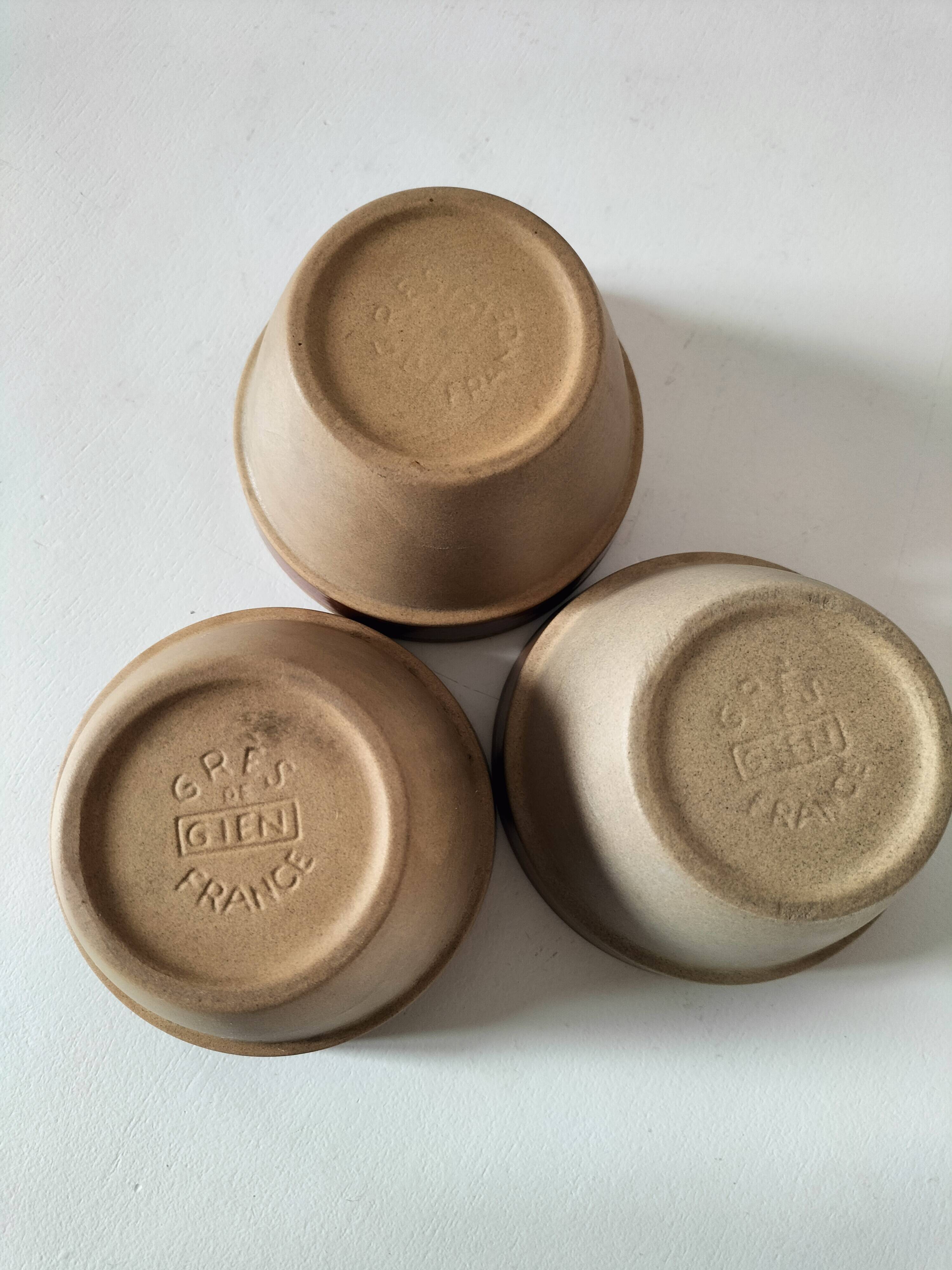 Set of 3 vintage mini jars in stoneware – Gien