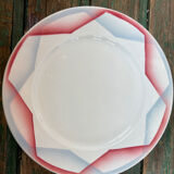 4 flat plates art deco pink and blue Badonviller Liliane