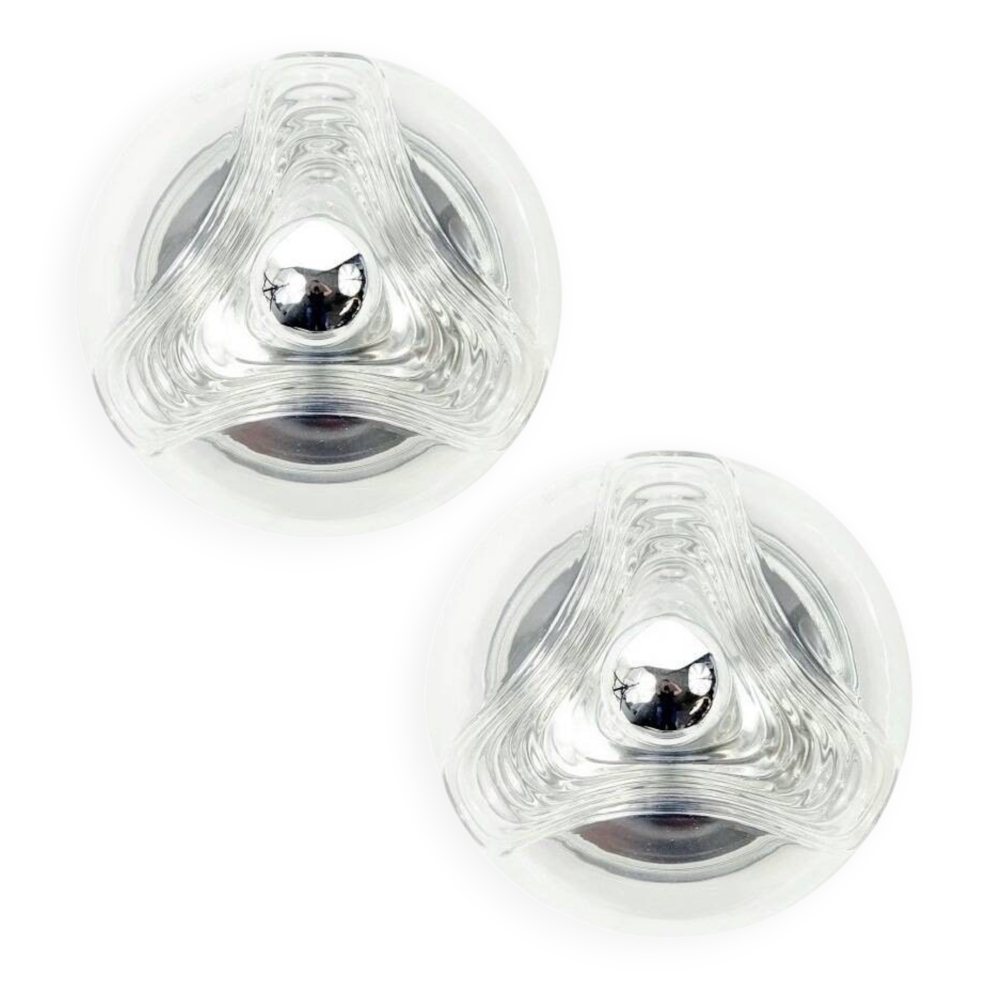 Paire de grands plafonniers « Wave » par Koch & Lowy pour Peill & Putzler, années 1970