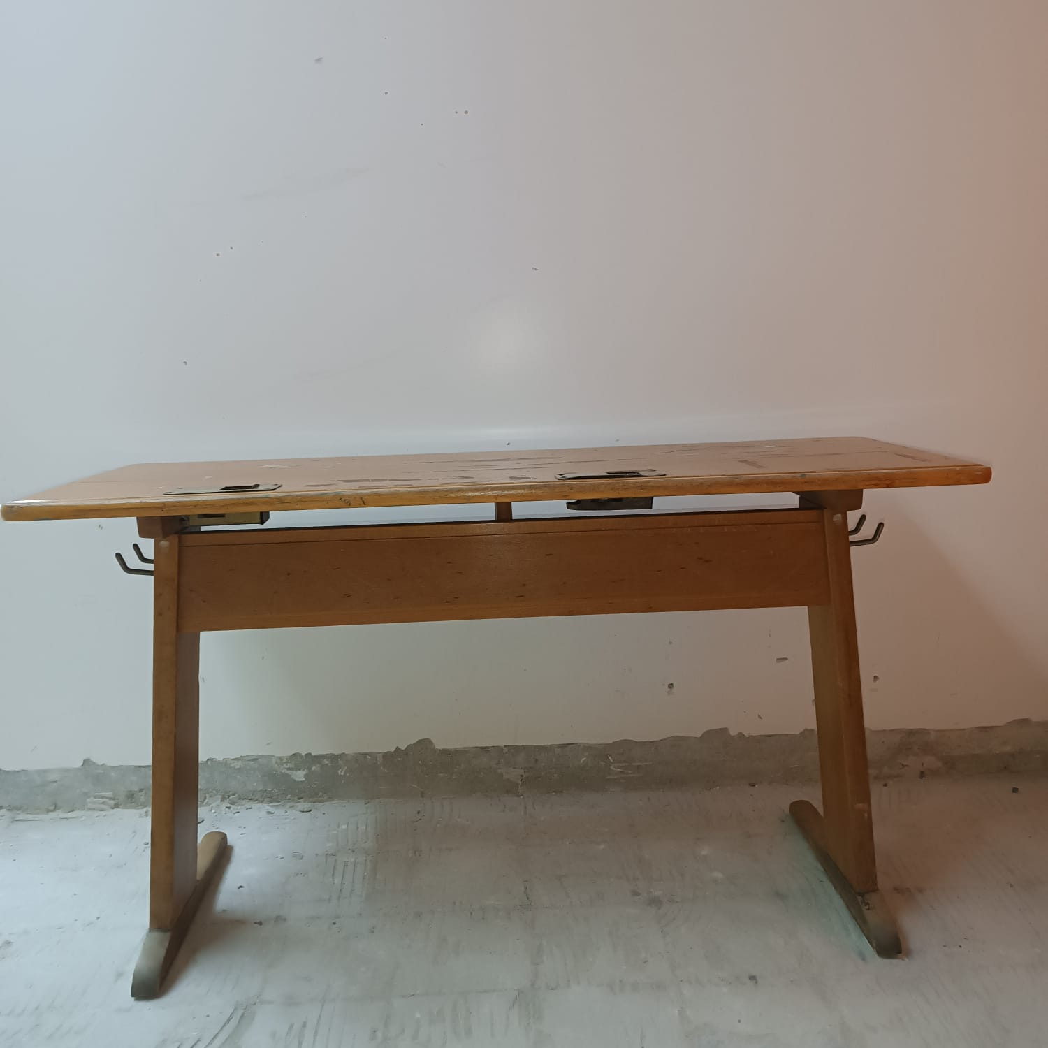 Casala school table with inkwell metal vintage