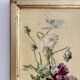 Peinture ancienne huile sur carton verticale fleurs pavots