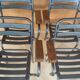 Set table and 4 armchairs bistro garden Tolix Xavier Pauchard 1950s