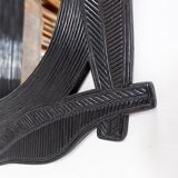 Large Vivai del Sud wall mirror in black lacquered bamboo - 1970s