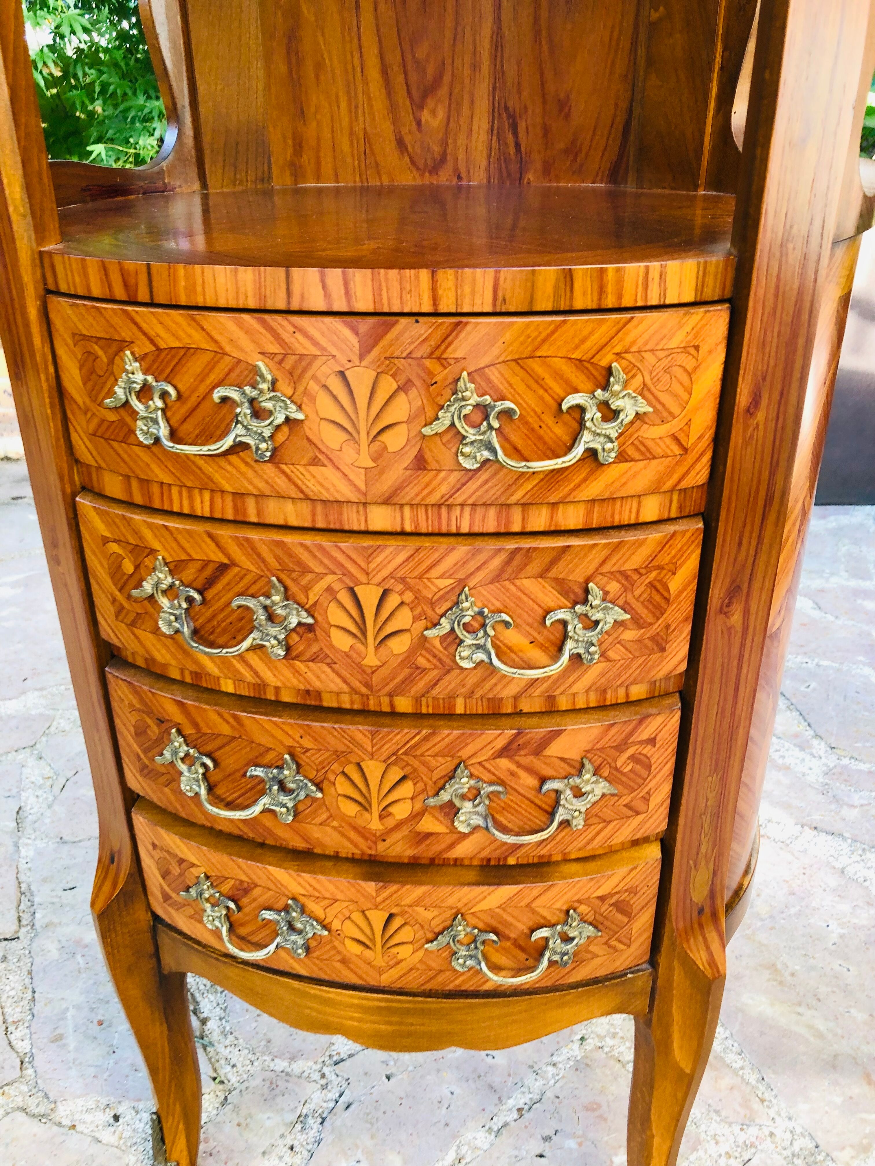 Bedside table in Louis XV style marquetry