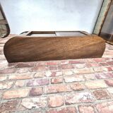 Upcycled Art Deco Oak Wall Display Cabinet with Slatted Glass Corners - 195