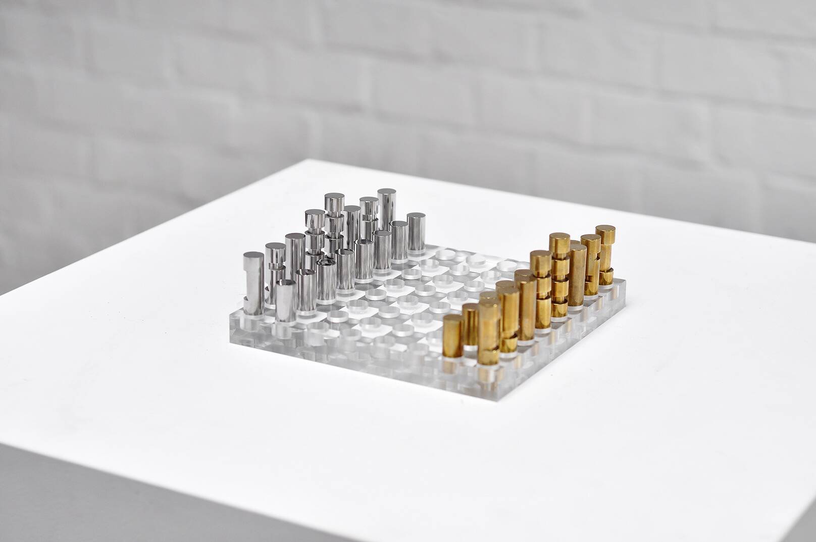 Modernist French Acrylic Glass Chess Set, 1970s, Set of 17
