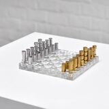 Modernist French Acrylic Glass Chess Set, 1970s, Set of 17