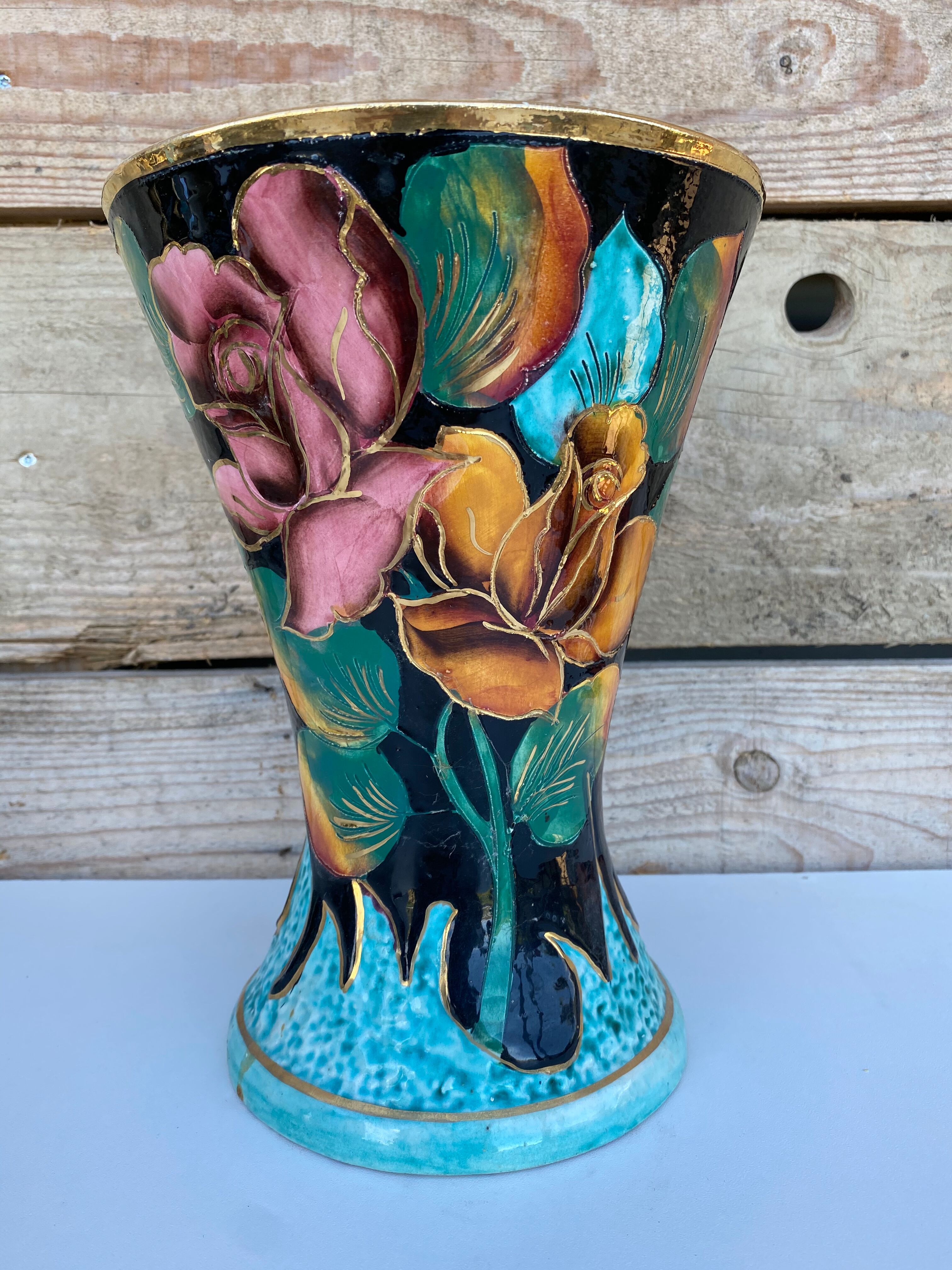 Large ceramic diabolo vase 1960 Vallauris