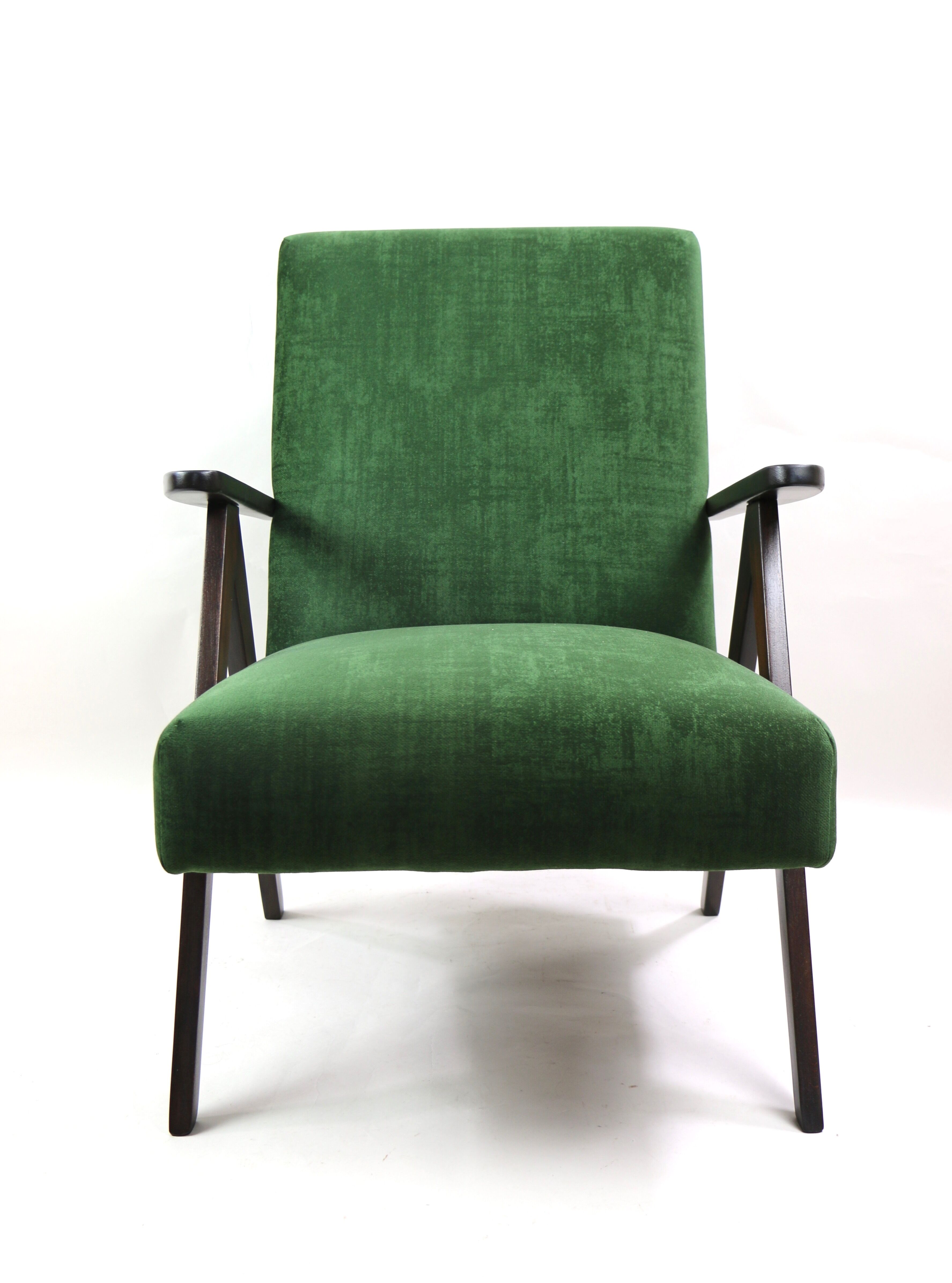 Vintage var green structural velvet easy chair, 1970s