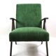 Vintage var green structural velvet easy chair, 1970s