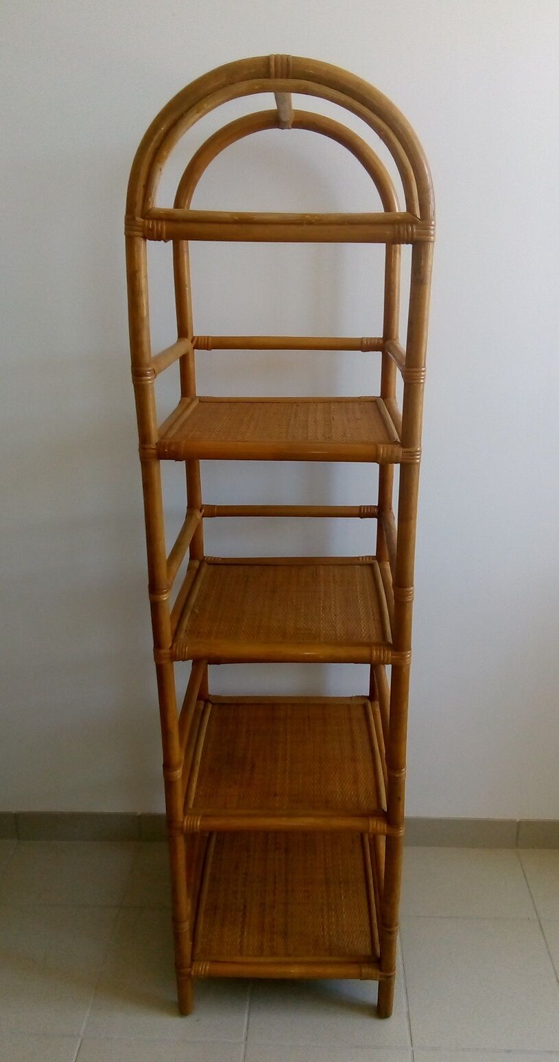Rattan and bamboo shelf