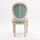 Pair of Louis XVI style armchair medallion chairs in turquoise blue color