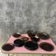 Set of smoked glass tableware 70s