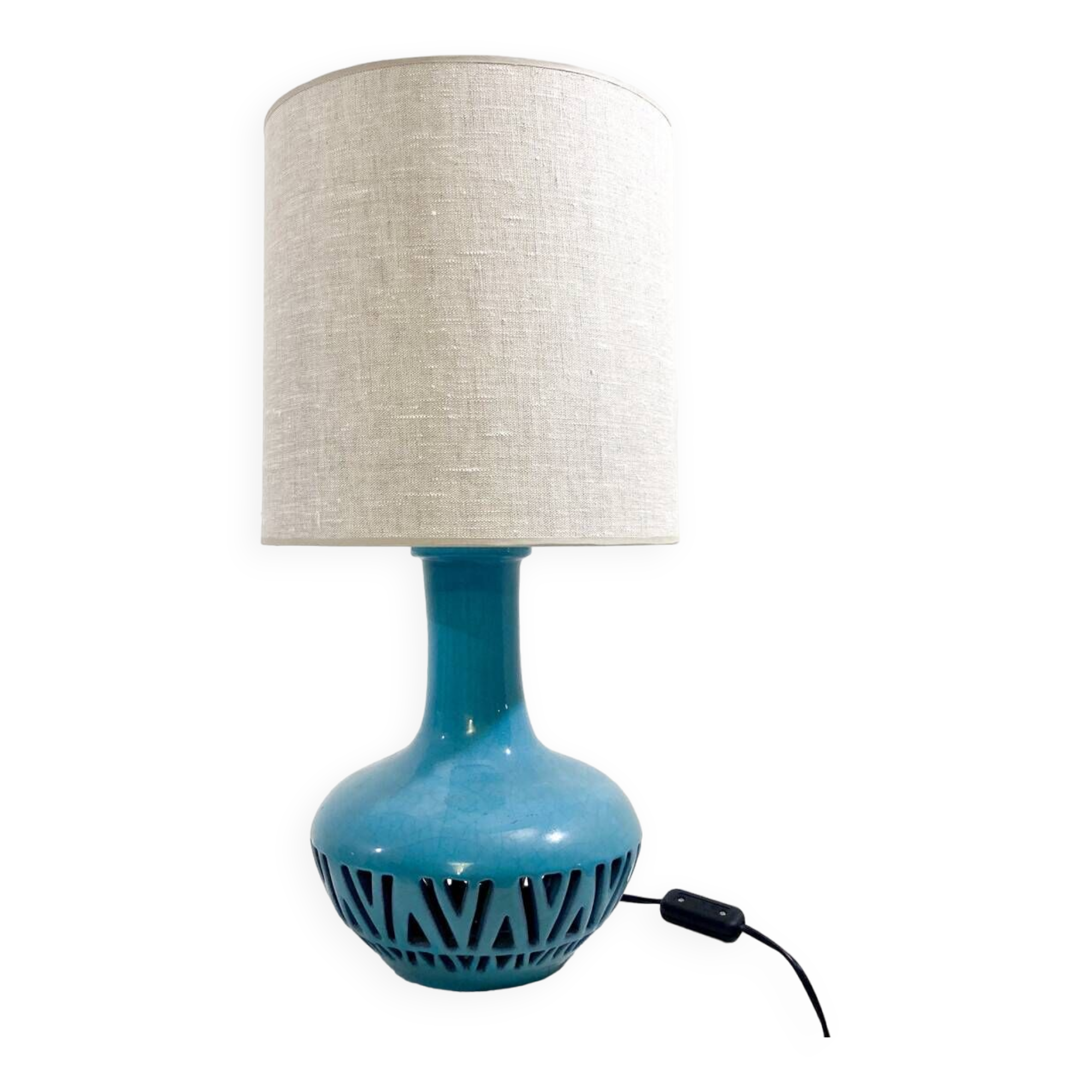 Mid-Century Blue Ceramic Table Lamp