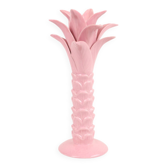 Vintage pink vase palm tree martan portugal 701 crackle porcelain 31cm